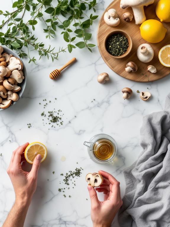 add mushrooms and thyme