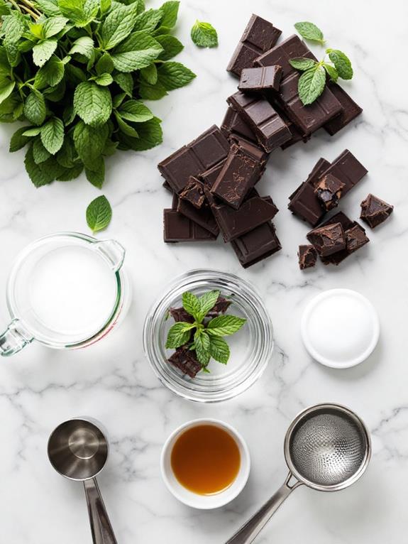 gather fresh mint leaves