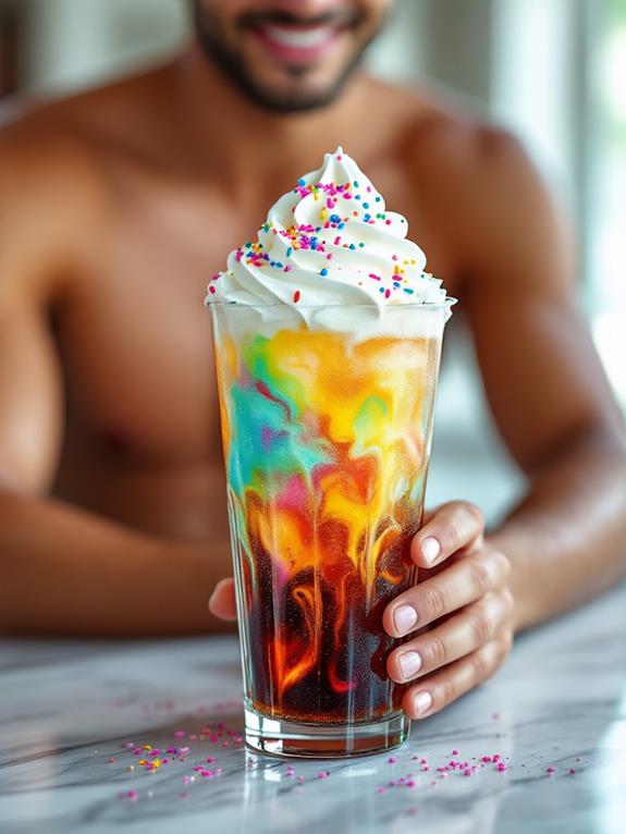 colorful fizzy dessert drink