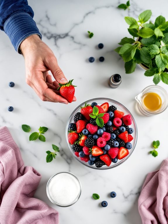 mix berries with sugar