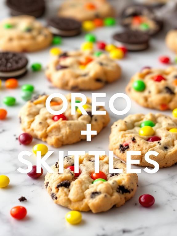 oreo skittle surprise cookies