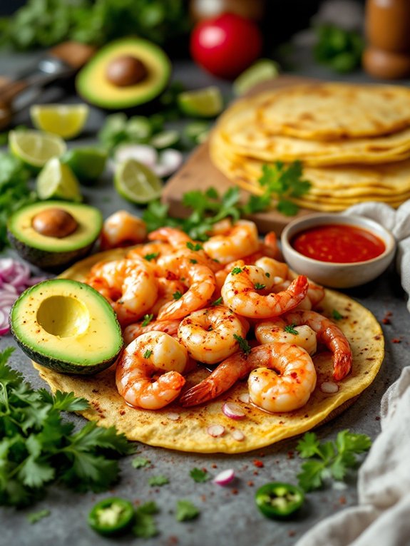 assemble tacos with toppings
