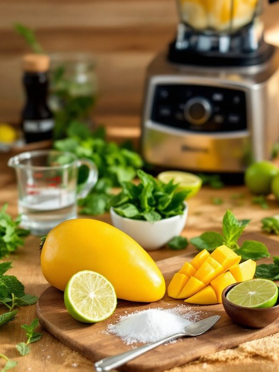 blend mangoes until smooth