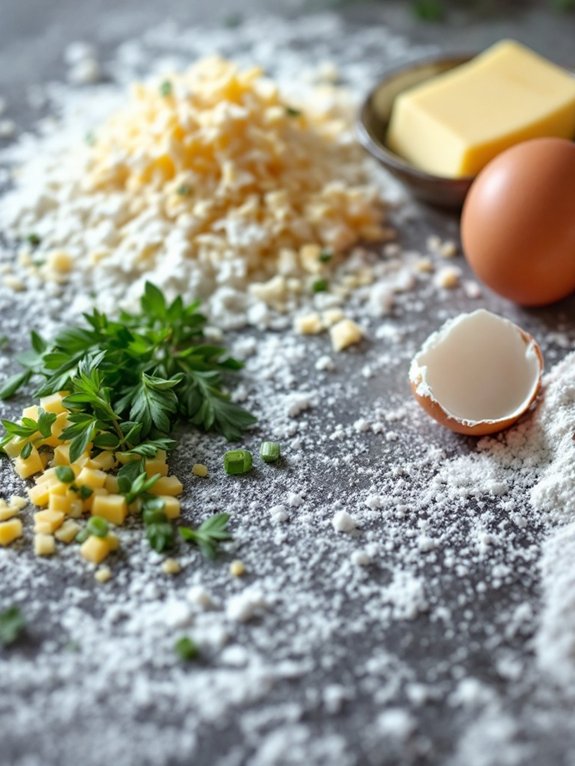 fold cheese and herbs